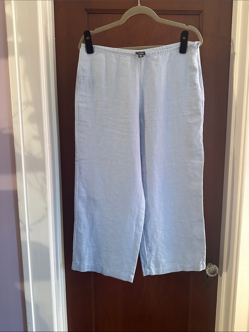 Eileen Fisher Linen Wide Leg Ankle Pants Petite Medium Blue